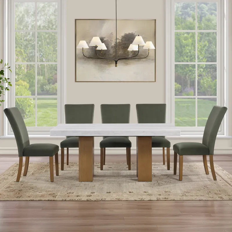 Artemis 70\" Rectangle White Marble Table, Tan
