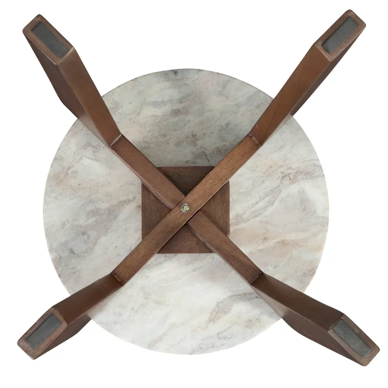 Shavon Brown Marble Top Round End Table