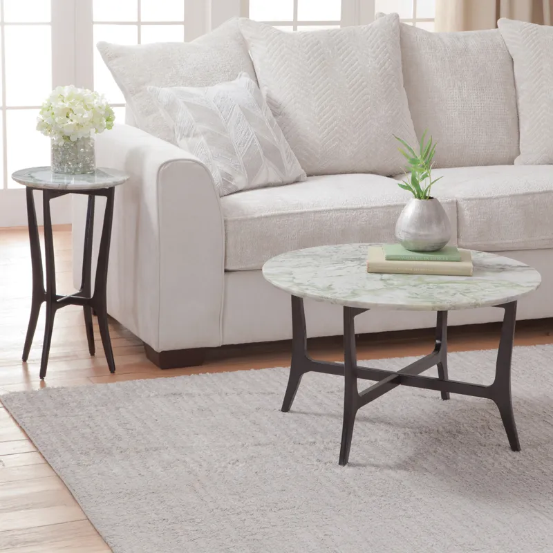 Hoxley Green Onyx Top Round End Table
