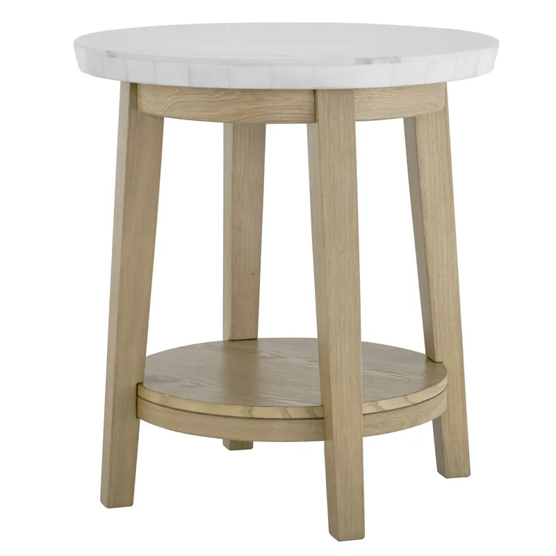 Vida White Marble Top Round End Table