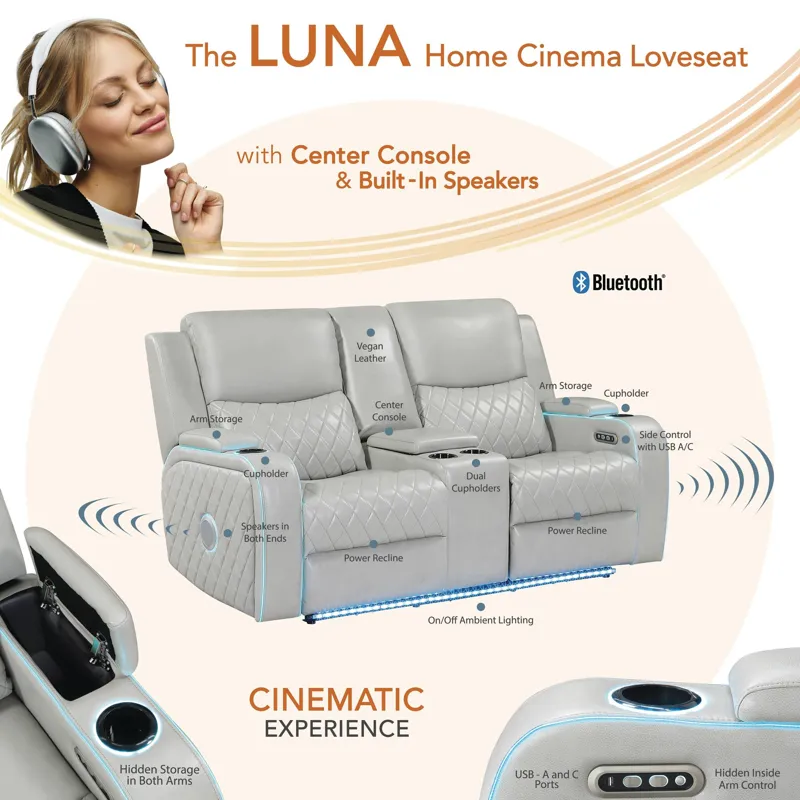 Luna Ice Power Console Loveseat