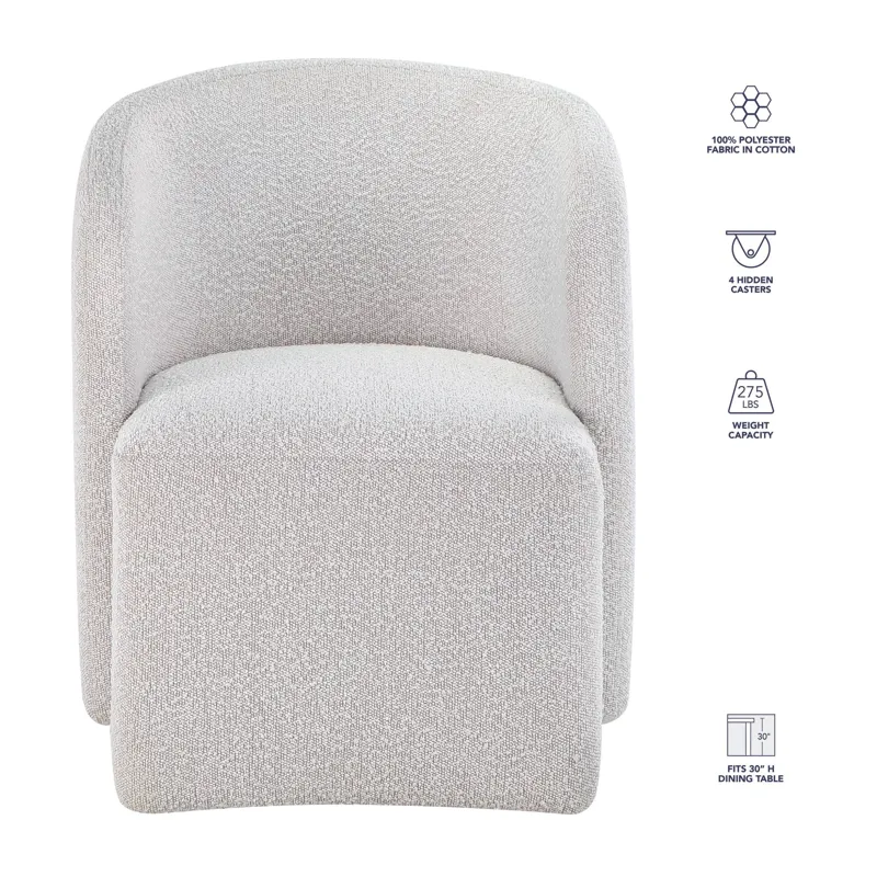 Annie Cotton Barrel Chair W/Casters
