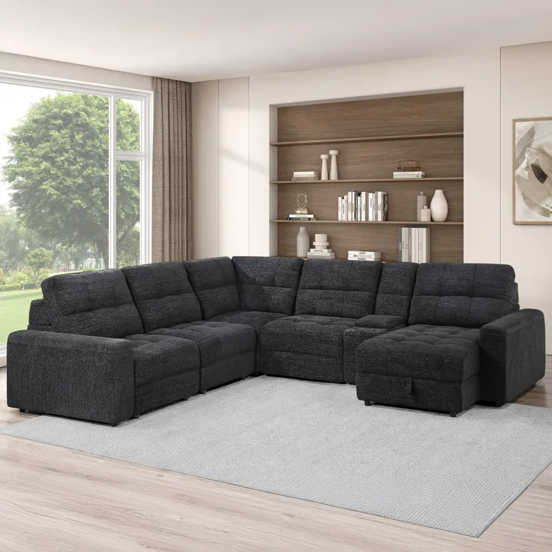 Snyder Black 6-Piece Reclining Sectional