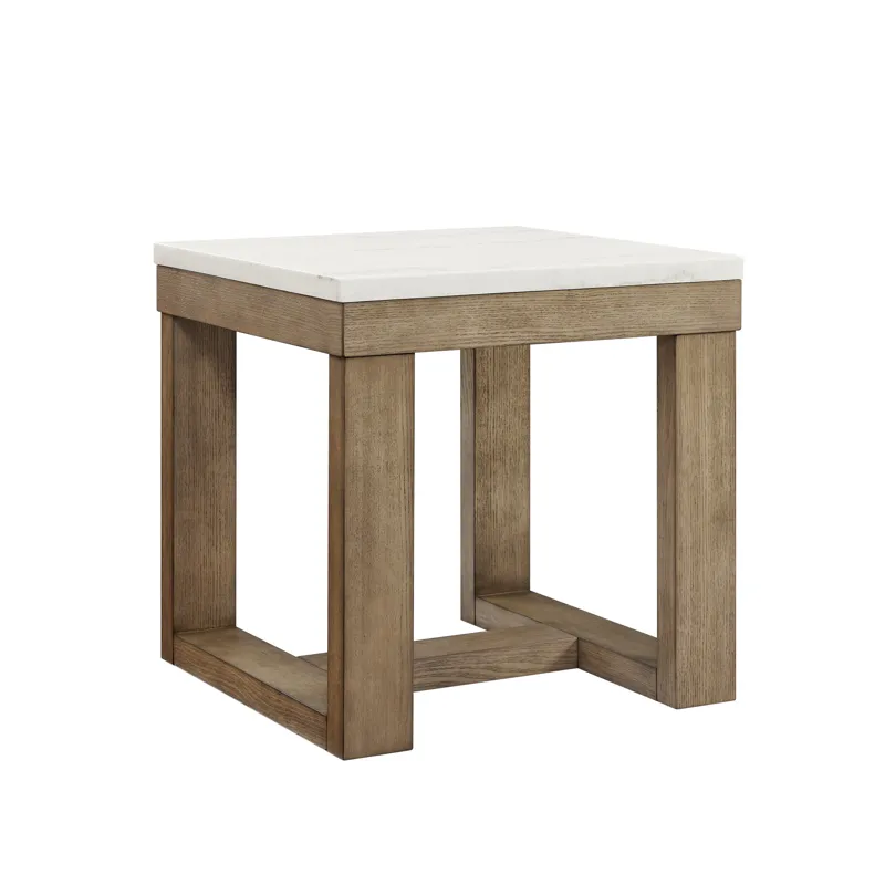 Calla White Marble Top Square End Table