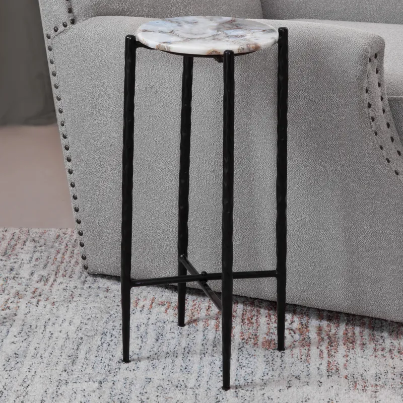 Octavio White Agate Top Chairside Table