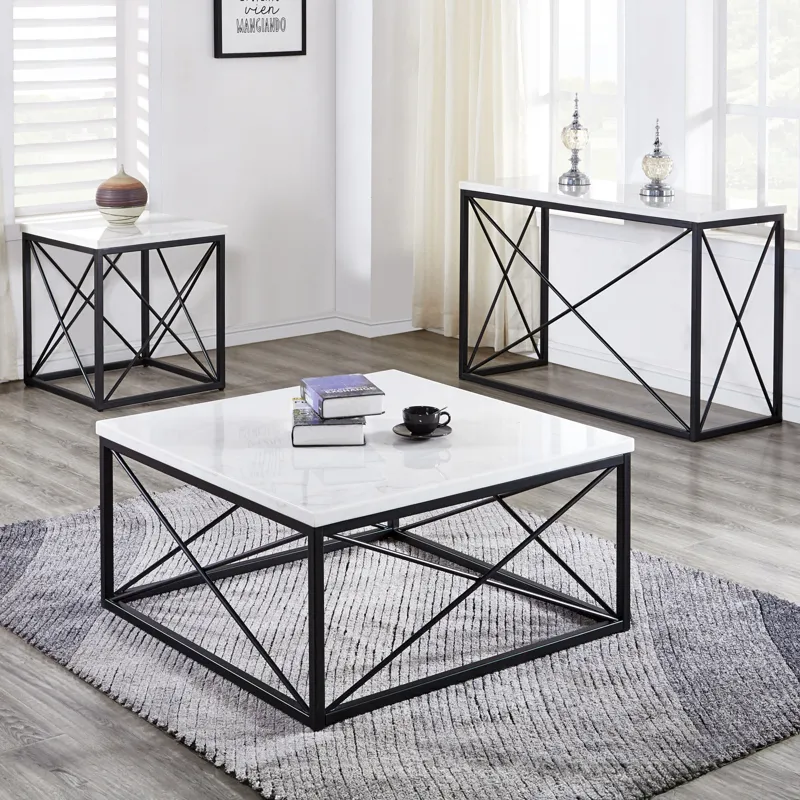 Skyler White Marble Top Square End Table