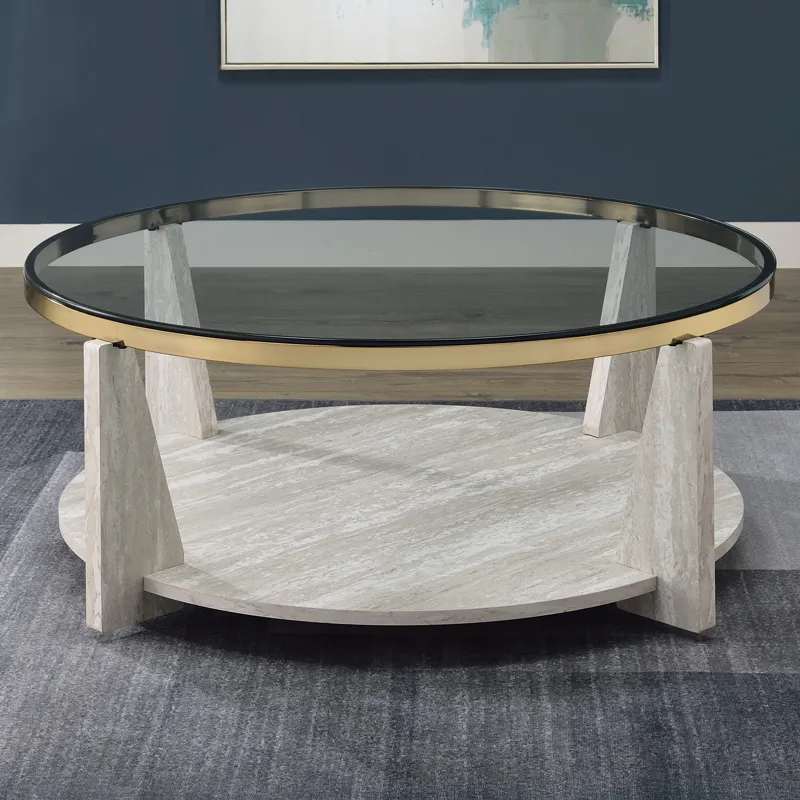 Wanda 3-Piece Glass Top Table Set With Castered Coffee Table
