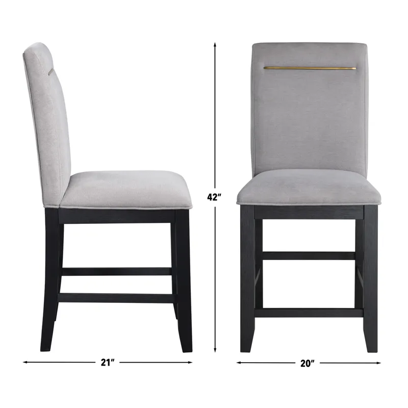 Yves Black Counter Table With Storage And 8 Grey Counter Chairs