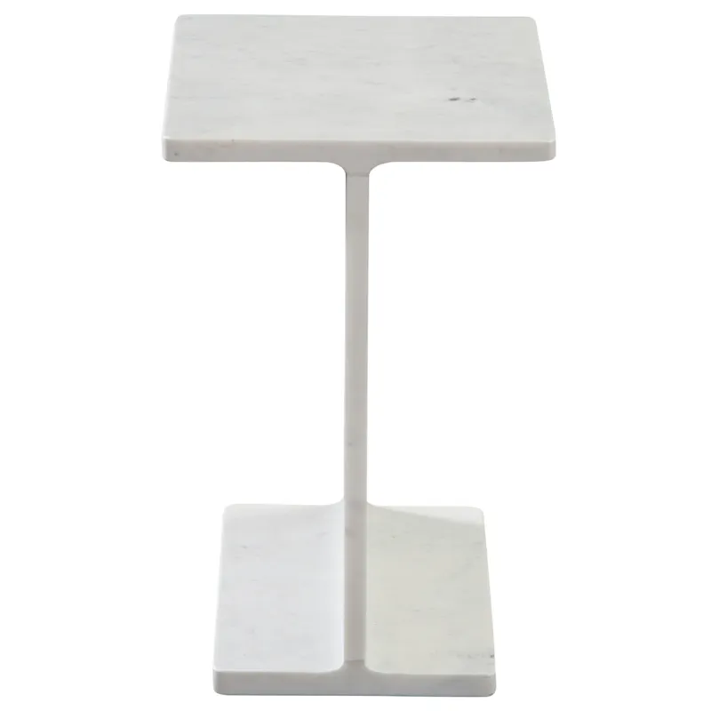 Irma I-Beam White Marble End Table