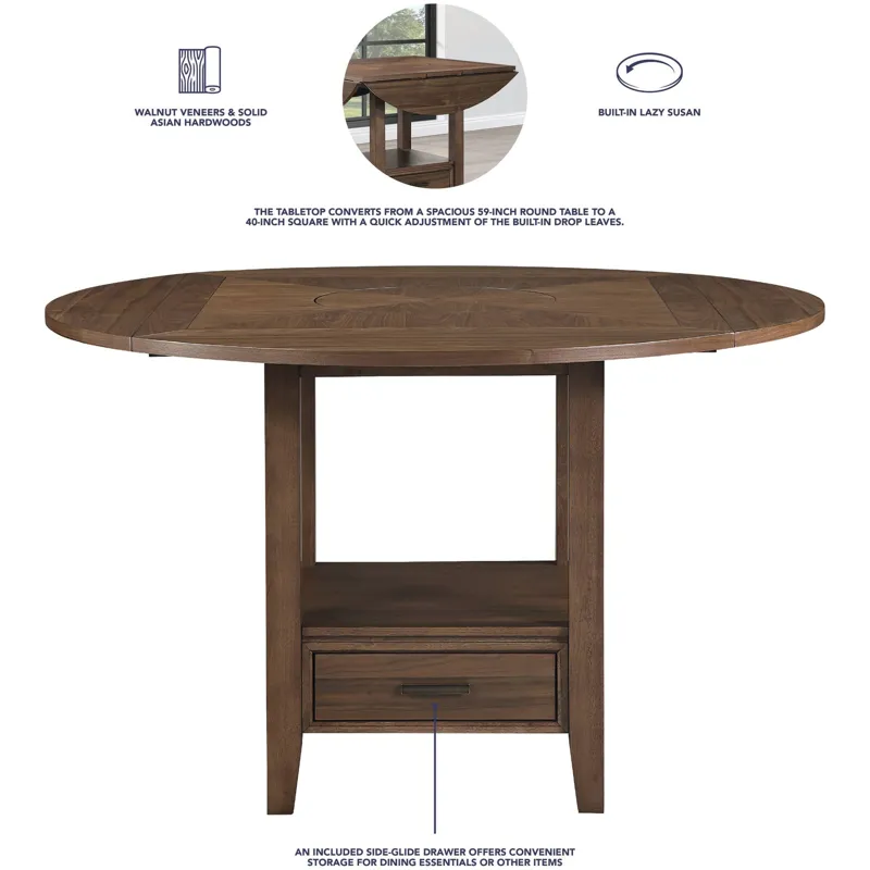 Java Joanna Brown Round Counter Height Dining Table