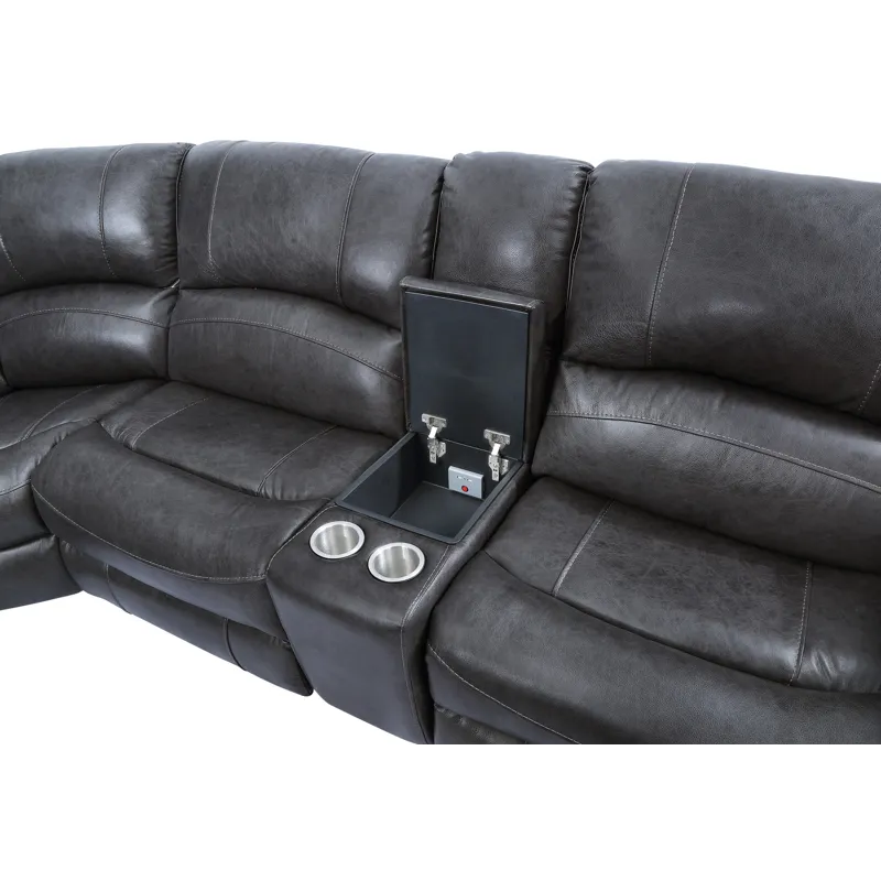 Denver Armless Leather Sectional Chair, Charcoal