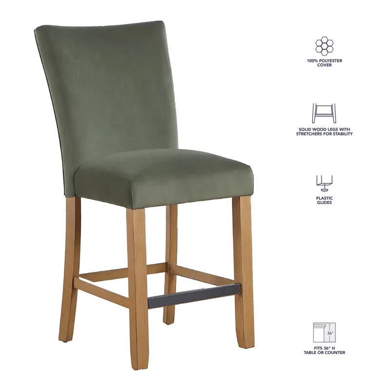 Artemis Chive Green Velvet Counter Chair