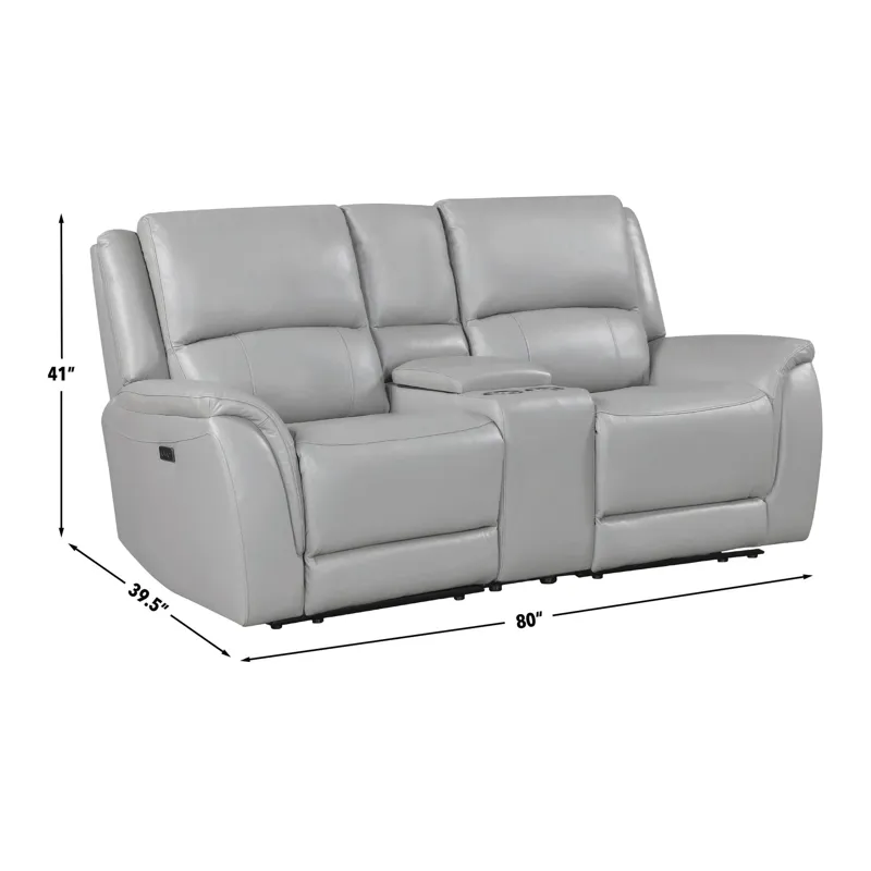 Alexandria Leather Power Reclining Conso Living Room Set