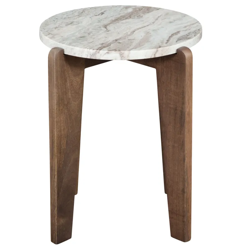 Shavon Brown Marble Top Round End Table