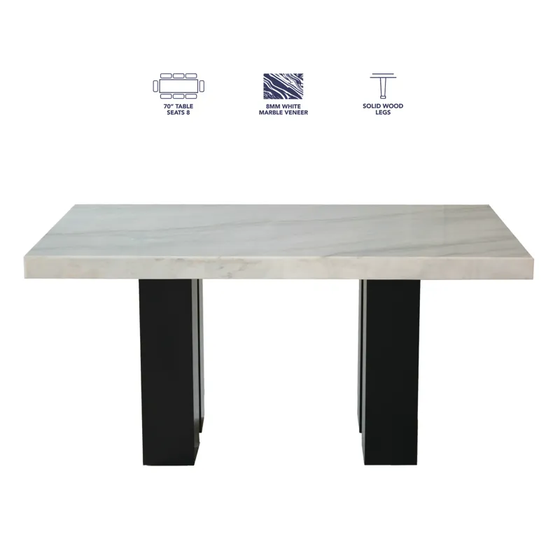 Artemis 70in. White Marble Dining Table,