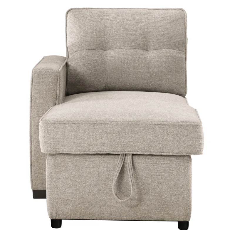 Noah Reversible Storage Chaise, Tan