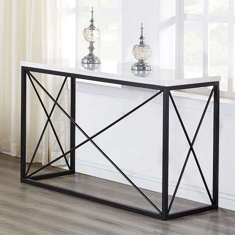 Skyler White Marble Top Sofa Table