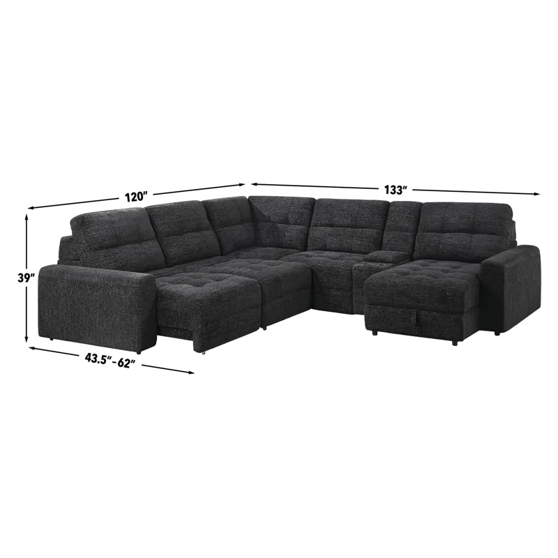 Snyder Black 6-Piece Reclining Sectional
