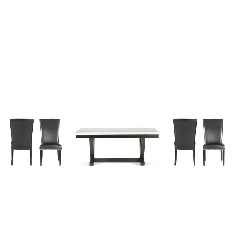 Finley White Table Black Chair 5pc
