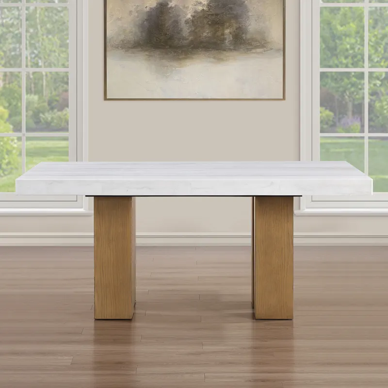 Artemis 70\" Rectangle White Marble Table, Tan