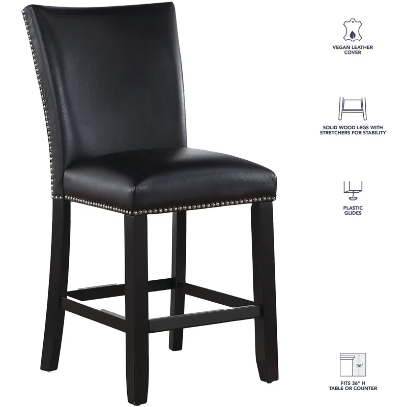 Artemis 5PC 54x54? White Marble Counter w Blk PU Chairs Dining Set