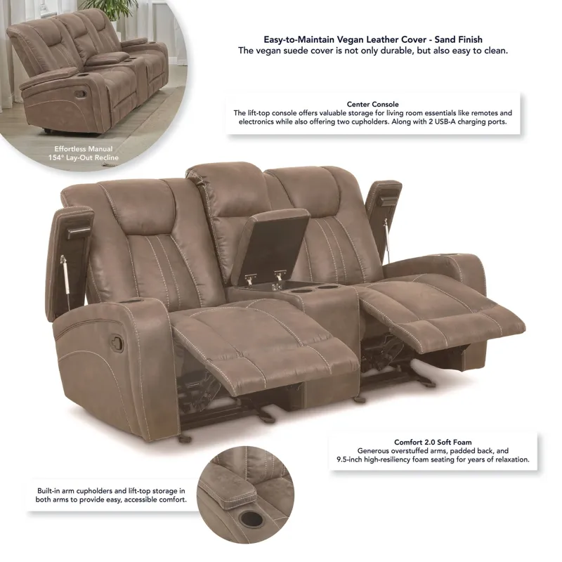 Marlow Sand Manual Recliner Loveseat