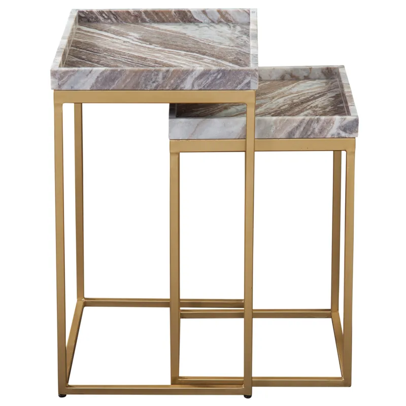 Chantel Brown Marble Top Nesting Tables