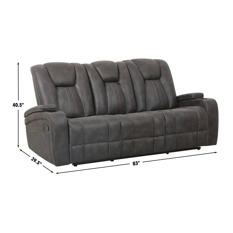 Marlow Charcoal Manual Recliner Sofa