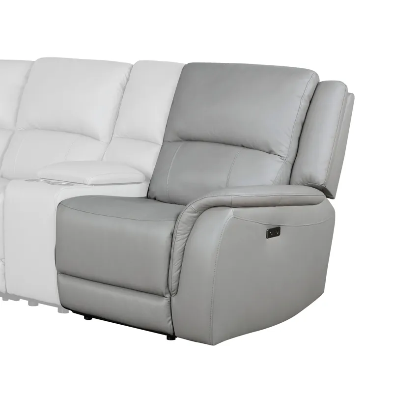 Alexandria Leather Power Right-Arm-Facing Recliner With USB Port, Stone