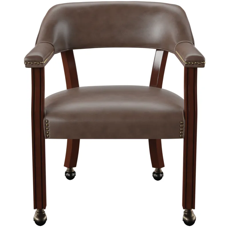 Tournament Arm Chair W/Casters, Brown