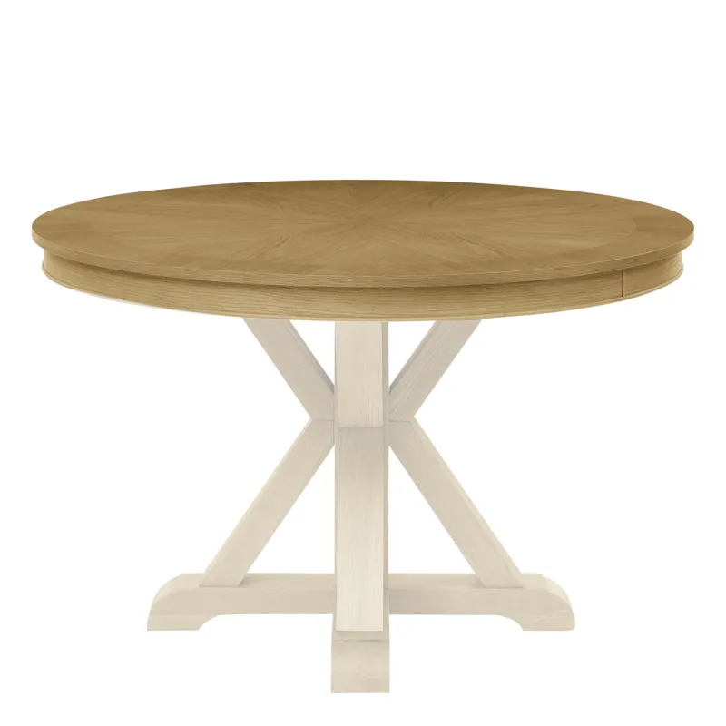 Rylie Round Counter Table Top W/4 Drawers, Natural Finish