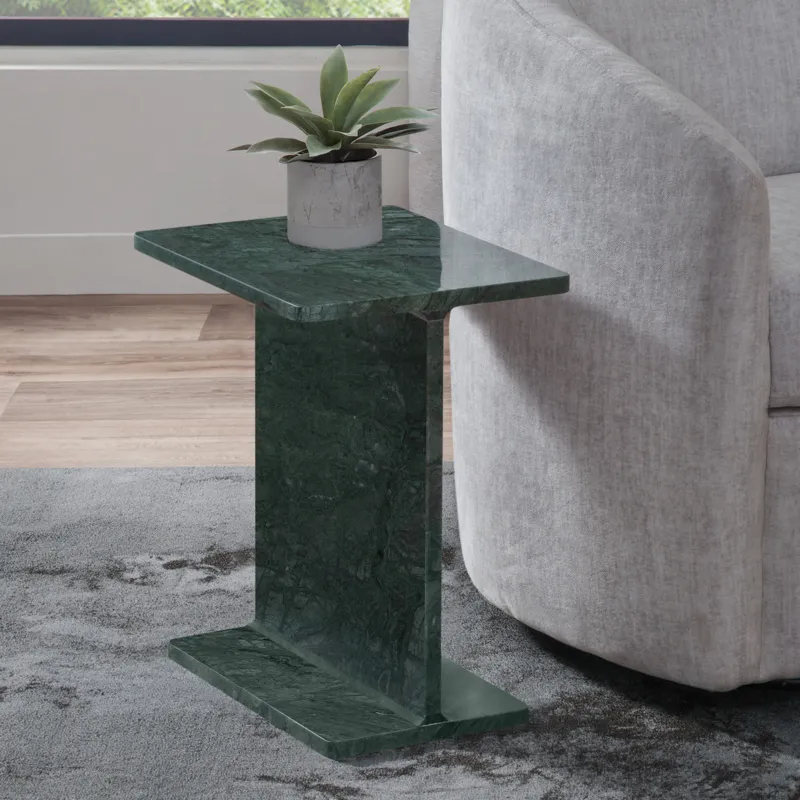 Irma I-Beam Empress Green Marble End Table
