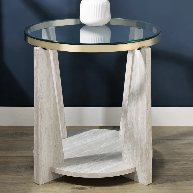 Wanda 24″ Round Glass Top End Table