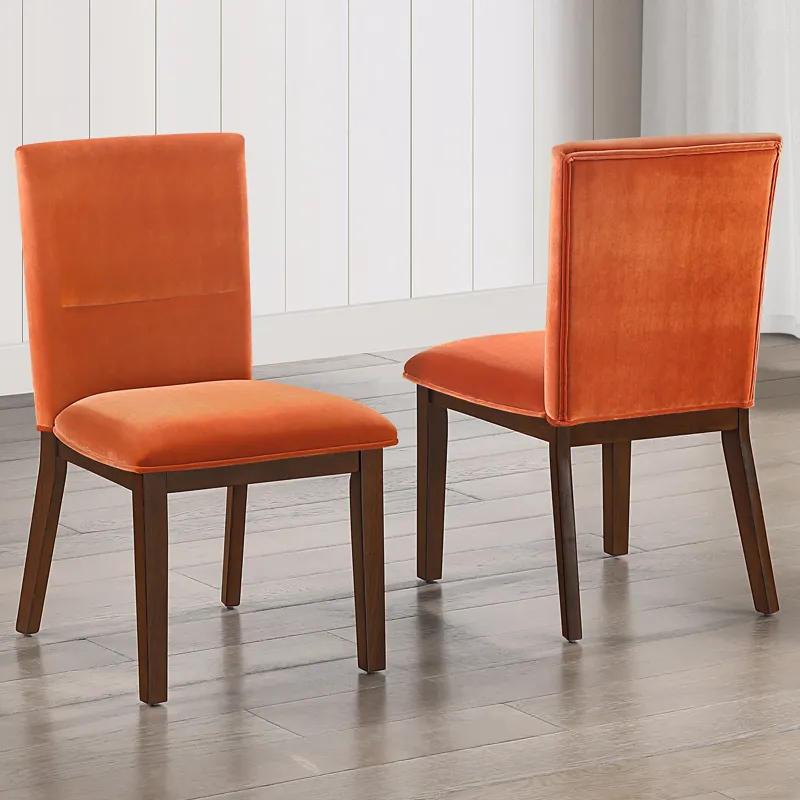 Zen Orange Velvet Side Chair