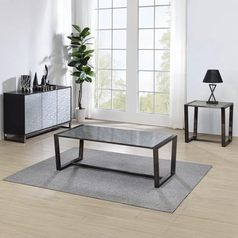 Mazie 3-Door Sideboard W/Pattern Mirror