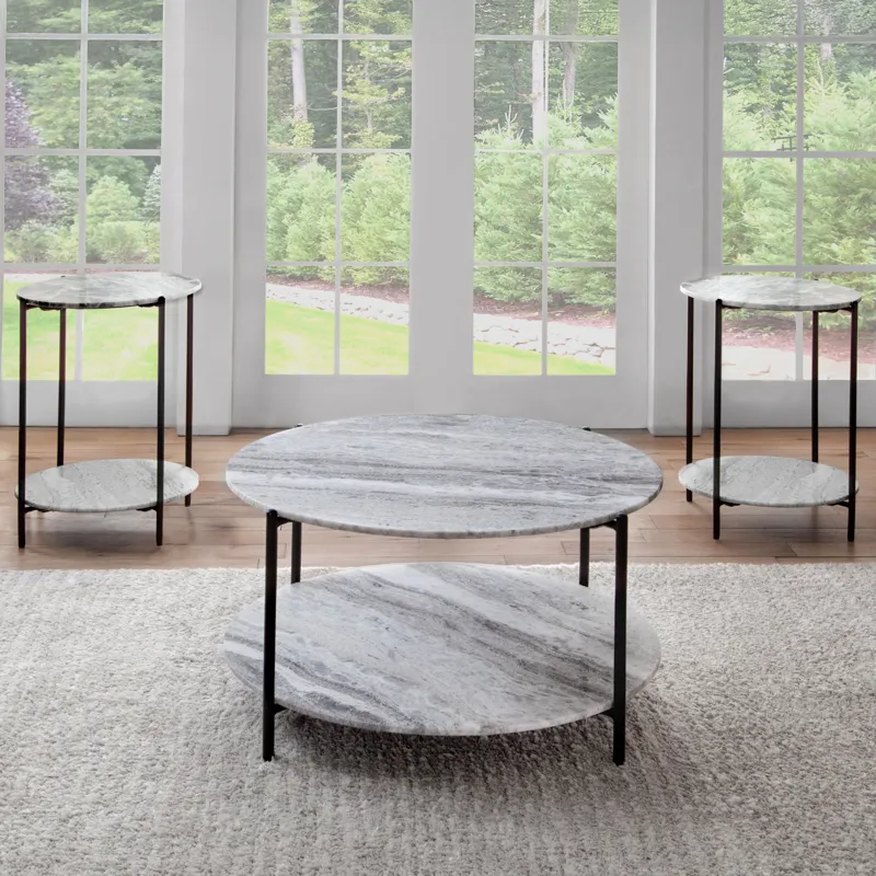 Coleen Sanwar Green Marble Round End Table