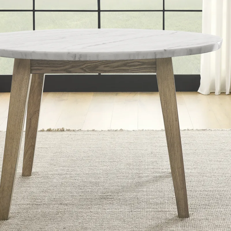 Vida White Marble Top Round Dining Table