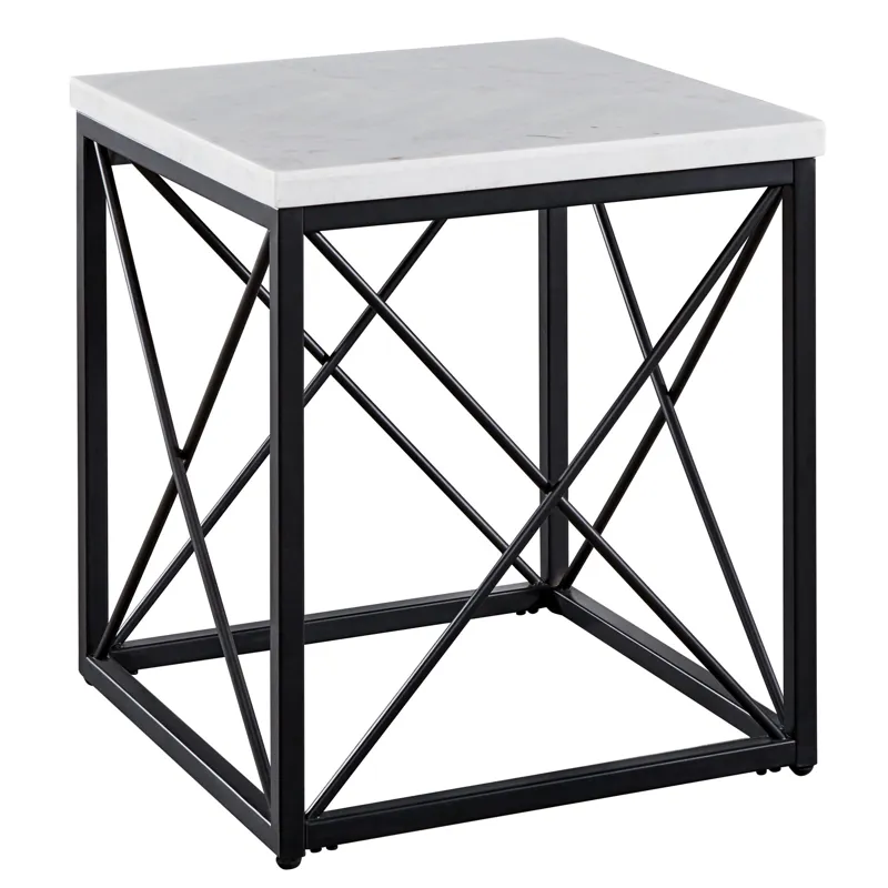 Skyler White Marble Top Square End Table