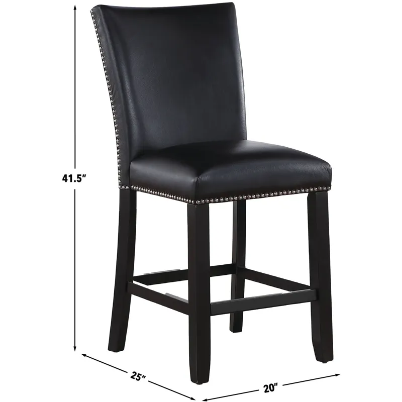 Artemis 5PC 54x54? White Marble Counter w Blk PU Chairs Dining Set