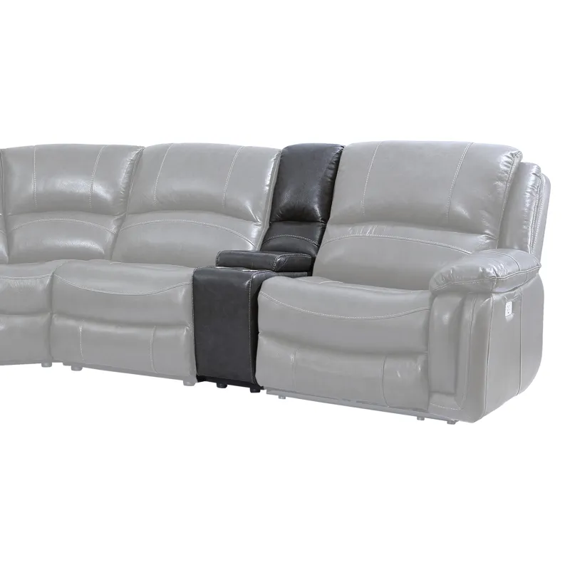 Denver Leather Sectional Wedge, Charcoal