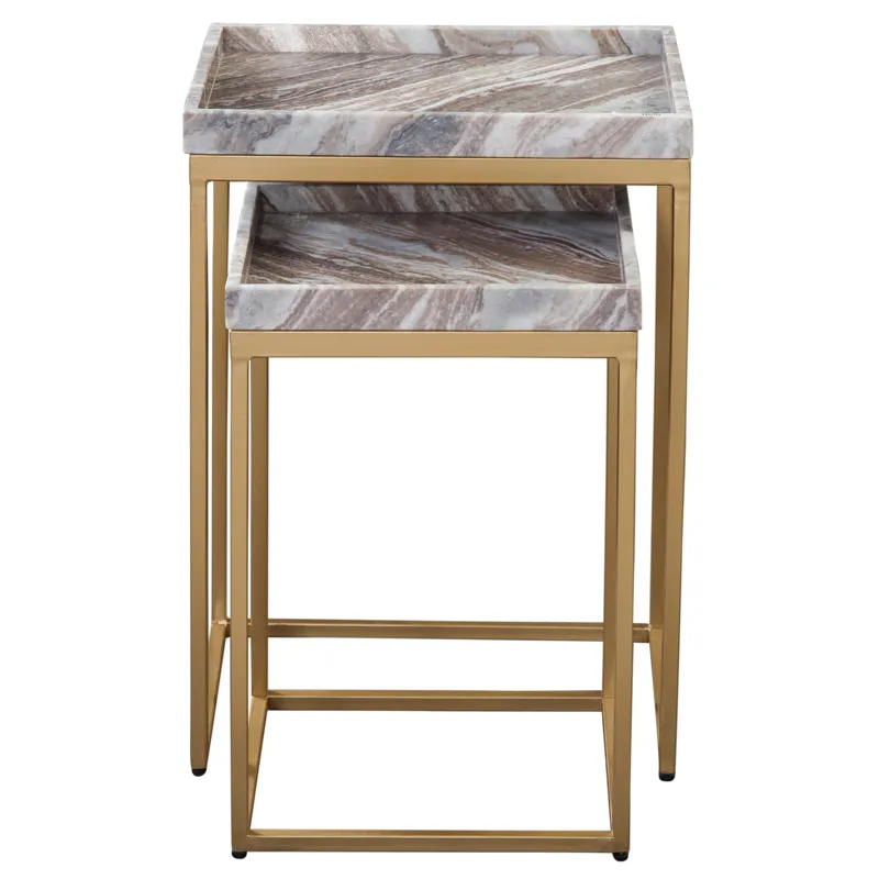 Chantel Brown Marble Top Nesting Tables