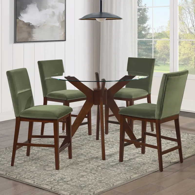Zen Green Velvet Counter Chair