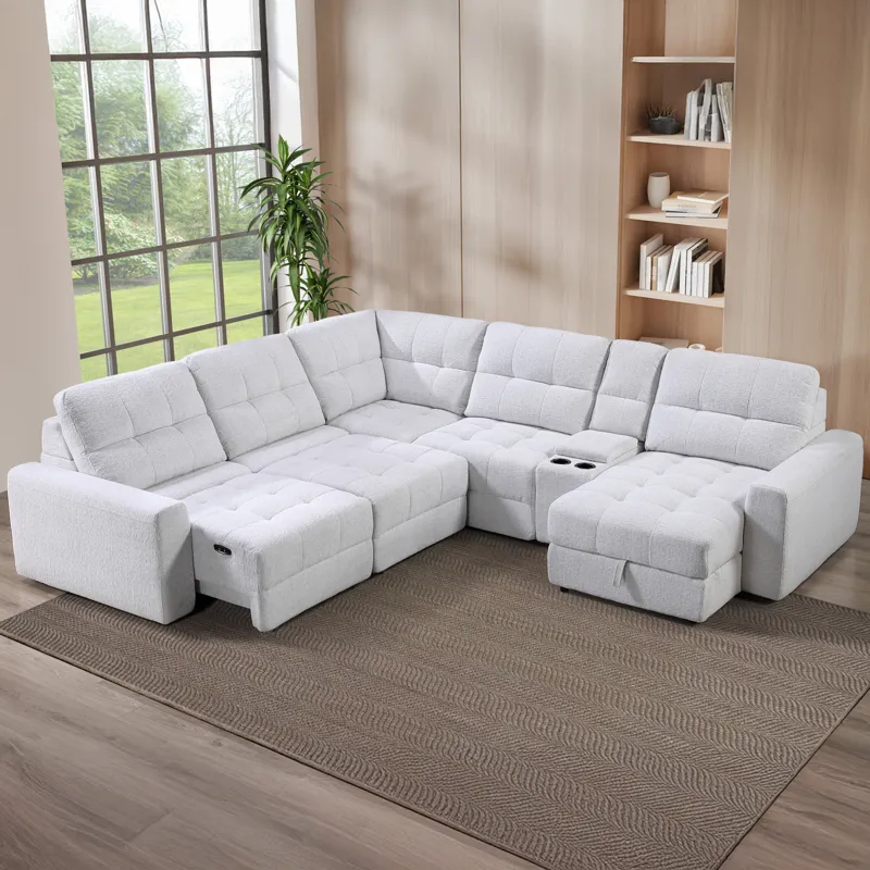 Snyder White 6-Piece Reclining Sectional