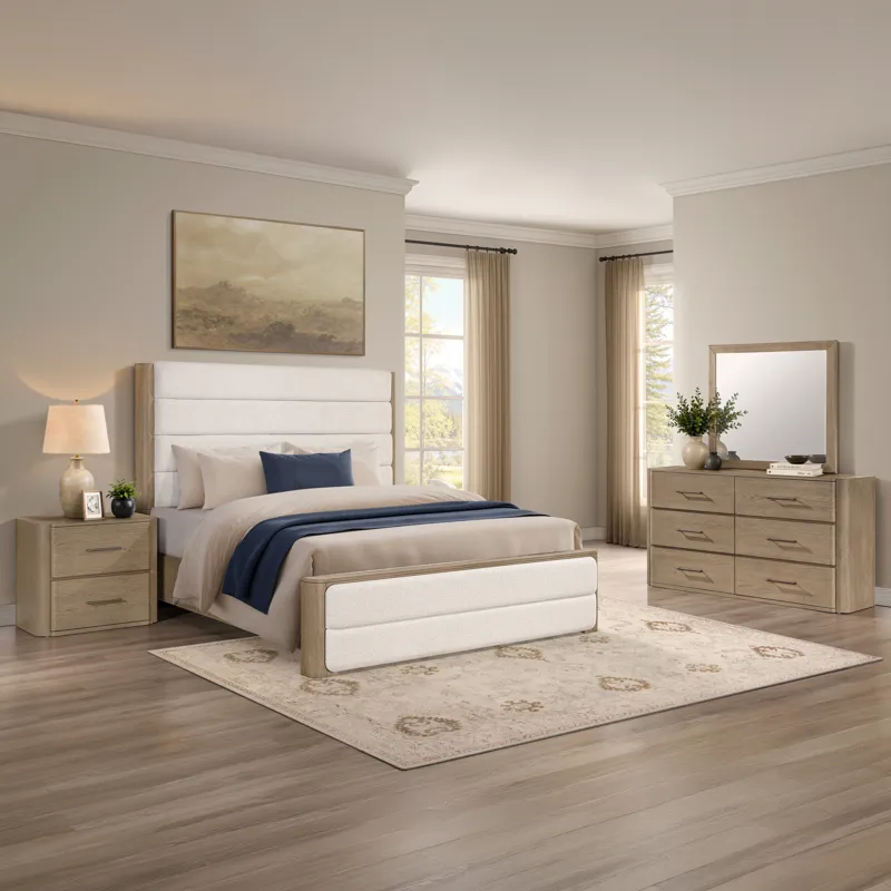 Theo King Upholstered 4PK Bedroom