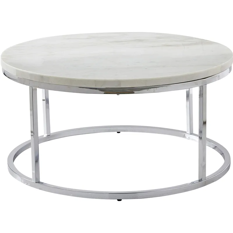 Echo White Marble Top Round Cocktail Table
