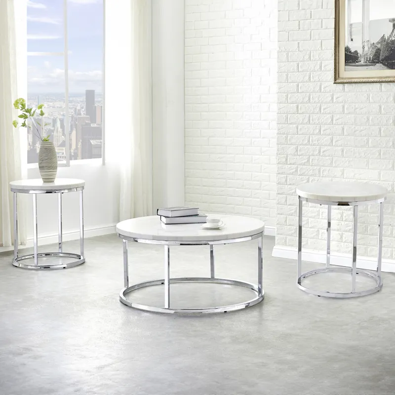 Echo White 3-Piece Marble Occasional Set