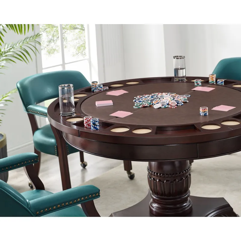 Tournament 5-Piece Dining Set with Brown Game Top and 4 Brown Arm Chairs