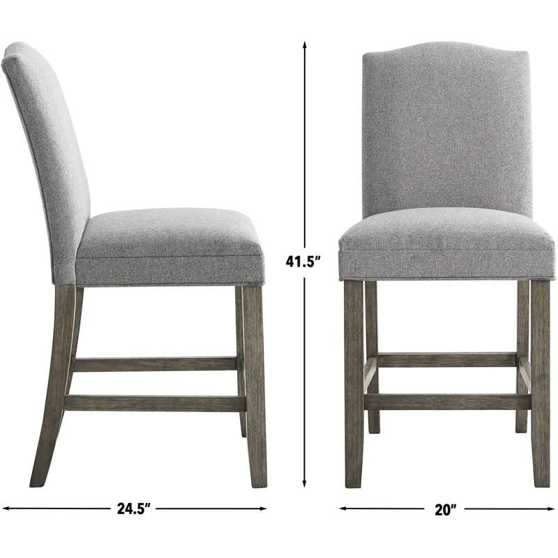 Grayson 6-Piece Marble Top Counter Height Dining Table Set with Gray Chairs and Bench