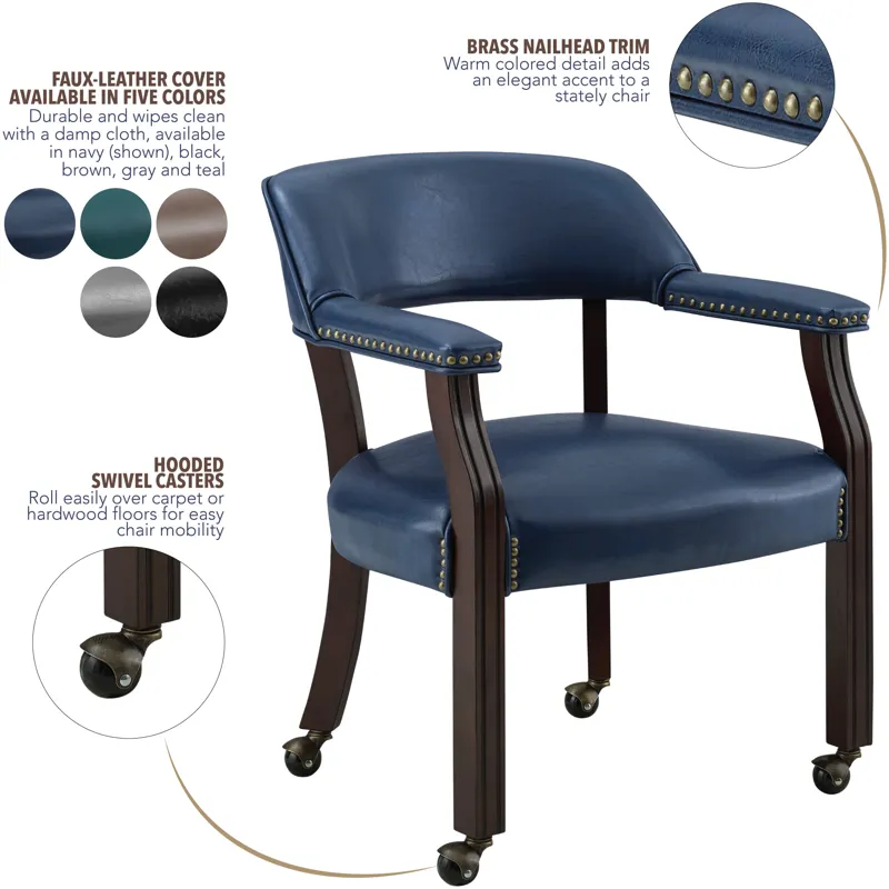 Tournament Navy Arm Chair with Casters