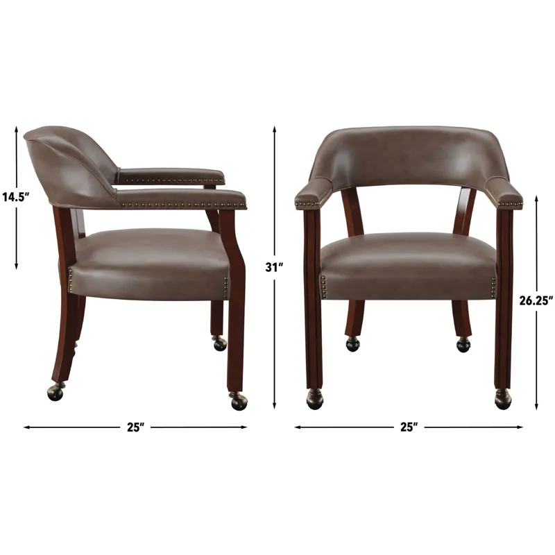 Tournament 5-Piece Dining Set with Brown Game Top and 4 Brown Arm Chairs